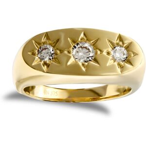 (R) Jewelco London Men's Solid 9ct Yellow Gold White Round Brilliant Cubic Zirco (R) Jewelco London Men's Solid 9ct Yellow Gold White Round Brilliant Cubic Zirco