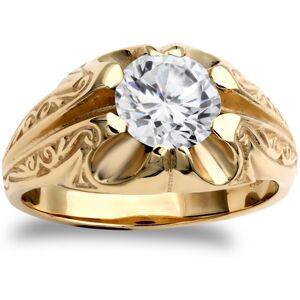 (Z+2) Jewelco London Men's Solid 9ct Yellow Gold White Round Brilliant Cubic Zir (Z+2) Jewelco London Men's Solid 9ct Yellow Gold White Round Brilliant Cubic Zir