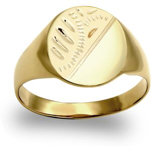 (U) Jewelco London Men's Solid 9ct Yellow Gold Diamond Cut Oval Signet Ring (U) Jewelco London Men's Solid 9ct Yellow Gold Diamond Cut Oval Signet Ring