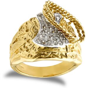 (U) Jewelco London Men's Solid 9ct Yellow Gold White Round Brilliant Cubic Zirco (U) Jewelco London Men's Solid 9ct Yellow Gold White Round Brilliant Cubic Zirco