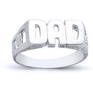(U) Jewelco London Mens Rhodium Plated Sterling Silver DAD Signet ID Ring 8mm (U) Jewelco London Mens Rhodium Plated Sterling Silver DAD Signet ID Ring 8mm