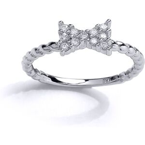 (G) Jewelco London Girls Rhodium Plated Sterling Silver Cubic Zirconia Bow Rope (G) Jewelco London Girls Rhodium Plated Sterling Silver Cubic Zirconia Bow Rope
