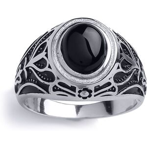 (W) Jewelco London Mens Rhodium Plated Sterling Silver Black Oval Onyx Carved Ca (W) Jewelco London Mens Rhodium Plated Sterling Silver Black Oval Onyx Carved Ca