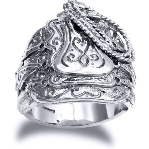 (W) Jewelco London Men's Solid Rhodium-plated Silver Horse Saddle Rope Ring - AR (W) Jewelco London Men's Solid Rhodium-plated Silver Horse Saddle Rope Ring - AR