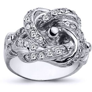 (Z) Jewelco London Mens Rhodium Plated Sterling Silver Round Cubic Zirconia Celt (Z) Jewelco London Mens Rhodium Plated Sterling Silver Round Cubic Zirconia Celt