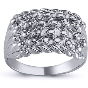 (V) Jewelco London Mens Rhodium Plated Sterling Silver King George III 4 Row Kee (V) Jewelco London Mens Rhodium Plated Sterling Silver King George III 4 Row Kee