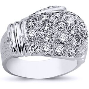 (W) Jewelco London Mens Rhodium Plated Sterling Silver Round Cubic Zirconia Boxi (W) Jewelco London Mens Rhodium Plated Sterling Silver Round Cubic Zirconia Boxi