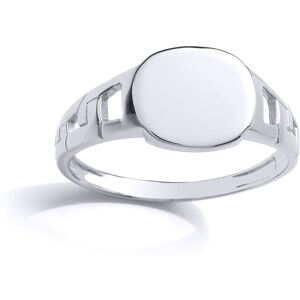 (I) Jewelco London Kids Rhodium Plated Sterling Silver # Curb Link Oval Signet R (I) Jewelco London Kids Rhodium Plated Sterling Silver # Curb Link Oval Signet R