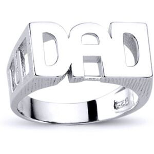 (Y) Jewelco London Mens Rhodium Plated Sterling Silver DAD Signet ID Ring 11mm (Y) Jewelco London Mens Rhodium Plated Sterling Silver DAD Signet ID Ring 11mm