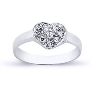 (E) Jewelco London Girls Rhodium Plated Sterling Silver Cubic Zirconia Encrusted (E) Jewelco London Girls Rhodium Plated Sterling Silver Cubic Zirconia Encrusted