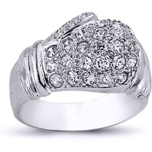 (Z) Jewelco London Mens Rhodium Plated Sterling Silver Round Cubic Zirconia Boxi (Z) Jewelco London Mens Rhodium Plated Sterling Silver Round Cubic Zirconia Boxi