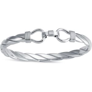 Jewelco London Mens Rhodium Plated Sterling Silver Twisted Stirrup Bangle Bracel Jewelco London Mens Rhodium Plated Sterling Silver Twisted Stirrup Bangle Bracel
