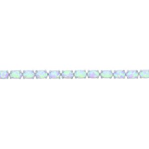 Jewelco London Ladies Sterling Silver Oval Opal Line Tennis Bracelet 4mm - GVB41 Jewelco London Ladies Sterling Silver Oval Opal Line Tennis Bracelet 4mm - GVB41