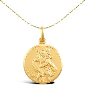 Jewelco London Solid 9ct Yellow Gold Matte St Christopher Medallion Pendant - JP Jewelco London Solid 9ct Yellow Gold Matte St Christopher Medallion Pendant - JP