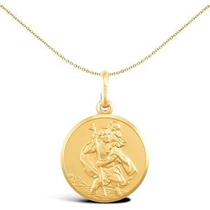 Jewelco London Solid 9ct Yellow Gold Matte St Christopher Medallion Pendant - JP Jewelco London Solid 9ct Yellow Gold Matte St Christopher Medallion Pendant - JP