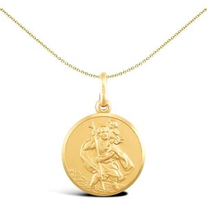 Jewelco London Solid 9ct Yellow Gold Matte St Christopher Medallion Pendant - JP Jewelco London Solid 9ct Yellow Gold Matte St Christopher Medallion Pendant - JP