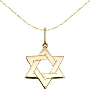 Jewelco London Solid 9ct Yellow Gold Magen David Star Charm Pendant - JPD140 Jewelco London Solid 9ct Yellow Gold Magen David Star Charm Pendant - JPD140