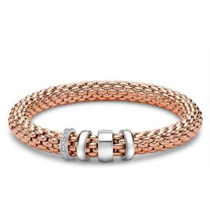 Jewelco London Rose Coated Sterling Silver CZ 8mm Stretchy Brick Links Charm Br Jewelco London Rose Coated Sterling Silver CZ 8mm Stretchy Brick Links Charm Br