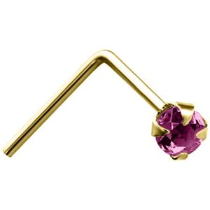 Jewelco London Ladies Solid 9ct Yellow Gold Lilac Round Crystal Solitaire Claw S Jewelco London Ladies Solid 9ct Yellow Gold Lilac Round Crystal Solitaire Claw S