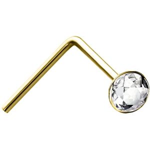 Jewelco London Ladies Solid 9ct Yellow Gold White Round Crystal Solitaire Nose S Jewelco London Ladies Solid 9ct Yellow Gold White Round Crystal Solitaire Nose S