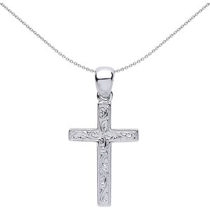 Jewelco London Ladies Sterling Silver Floral Filigree Cross Pendant Necklace 18 Jewelco London Ladies Sterling Silver Floral Filigree Cross Pendant Necklace 18