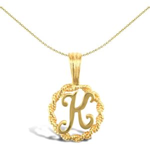 Jewelco London Solid 9ct Yellow Gold Rope Identity Initial Charm Pendant Letter Jewelco London Solid 9ct Yellow Gold Rope Identity Initial Charm Pendant Letter