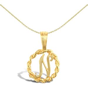 Jewelco London Solid 9ct Yellow Gold Rope Identity Initial Charm Pendant Letter Jewelco London Solid 9ct Yellow Gold Rope Identity Initial Charm Pendant Letter
