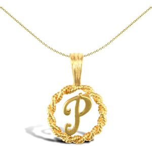 Jewelco London Solid 9ct Yellow Gold Rope Identity Initial Charm Pendant Letter Jewelco London Solid 9ct Yellow Gold Rope Identity Initial Charm Pendant Letter