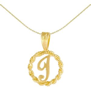 Jewelco London Solid 9ct Yellow Gold Rope Identity Initial Charm Pendant Letter Jewelco London Solid 9ct Yellow Gold Rope Identity Initial Charm Pendant Letter