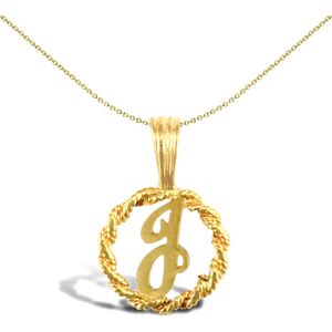 Jewelco London Solid 9ct Yellow Gold Rope Identity Initial Charm Pendant Letter Jewelco London Solid 9ct Yellow Gold Rope Identity Initial Charm Pendant Letter