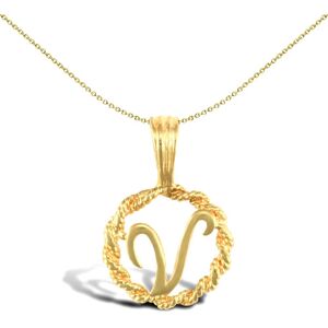 Jewelco London Solid 9ct Yellow Gold Rope Identity Initial Charm Pendant Letter Jewelco London Solid 9ct Yellow Gold Rope Identity Initial Charm Pendant Letter