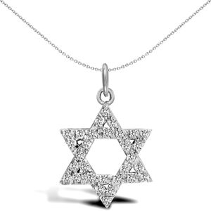 Jewelco London Sterling Silver CZ Magen David Star Charm Pendant 22mm - APD057 Jewelco London Sterling Silver CZ Magen David Star Charm Pendant 22mm - APD057