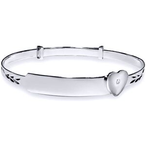 Jewelco London Girls Solid Sterling Silver Diamond Heart ID Expanding Baby Bangl Jewelco London Girls Solid Sterling Silver Diamond Heart ID Expanding Baby Bangl