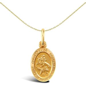 Jewelco London Solid 9ct Yellow Gold Matte Oval St Christopher Medallion Pendant Jewelco London Solid 9ct Yellow Gold Matte Oval St Christopher Medallion Pendant