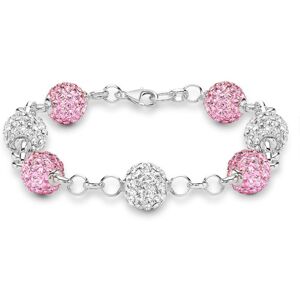Jewelco London Sterling Silver Dazzling Disco Ball Bracelet 10mm - Pink coloured Jewelco London Sterling Silver Dazzling Disco Ball Bracelet 10mm - Pink coloured