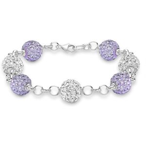 Jewelco London Sterling Silver Dazzling Disco Ball Bracelet 10mm - Lilac coloure Jewelco London Sterling Silver Dazzling Disco Ball Bracelet 10mm - Lilac coloure