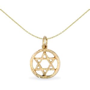 Jewelco London Solid 9ct Yellow Gold Magen David Star Barked Ring Charm Pendant Jewelco London Solid 9ct Yellow Gold Magen David Star Barked Ring Charm Pendant