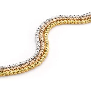 Jewelco London Rhodium, Rose & Gilded Coated Sterling Silver 3 Row Beads Multi-s Jewelco London Rhodium, Rose & Gilded Coated Sterling Silver 3 Row Beads Multi-s