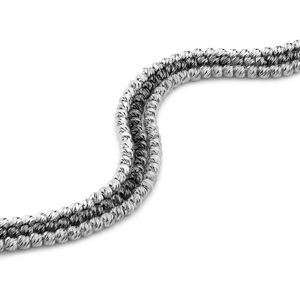 Jewelco London Rhodium & Rhuthenium Coated Sterling Silver 3 Row Beads Multi-str Jewelco London Rhodium & Rhuthenium Coated Sterling Silver 3 Row Beads Multi-str