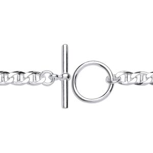 Jewelco London Ladies Rhodium Plated Sterling Silver Mariner Anchor Curb Link T- Jewelco London Ladies Rhodium Plated Sterling Silver Mariner Anchor Curb Link T-