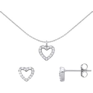 Jewelco London Ladies Rhodium Plated Sterling Silver CZ Love Heart Halo Earrings Jewelco London Ladies Rhodium Plated Sterling Silver CZ Love Heart Halo Earrings