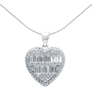 Jewelco London Ladies Rhodium Plated Sterling Silver Round & Baguette Cubic Zirc Jewelco London Ladies Rhodium Plated Sterling Silver Round & Baguette Cubic Zirc