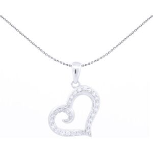 Jewelco London Rhodium Silver Round CZ Wavy Love Heart Charm Pendant - APD202 Jewelco London Rhodium Silver Round CZ Wavy Love Heart Charm Pendant - APD202