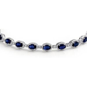 Jewelco London Rhodium Silver Blue Oval CZ Alternating Halo Tennis Bracelet - AB Jewelco London Rhodium Silver Blue Oval CZ Alternating Halo Tennis Bracelet - AB
