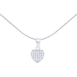 Jewelco London Rhodium Silver Round CZ Encrusted Love Heart Charm Pendant - APD2 Jewelco London Rhodium Silver Round CZ Encrusted Love Heart Charm Pendant - APD2
