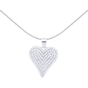 Jewelco London Rhodium Silver Round CZ Encrusted Love Heart Charm Pendant - APD2 Jewelco London Rhodium Silver Round CZ Encrusted Love Heart Charm Pendant - APD2
