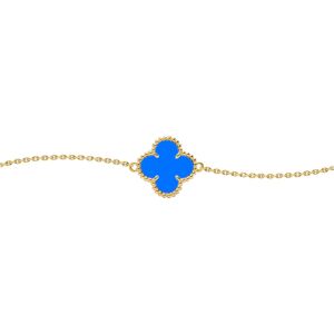 Jewelco London Gold-plated Silver Blue Clover Agate Lucky Charm Chain Bracelet 7 Jewelco London Gold-plated Silver Blue Clover Agate Lucky Charm Chain Bracelet 7