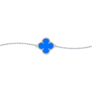 Jewelco London Silver Blue Clover Agate Lucky Charm Chain Bracelet 7-8.5" - ABB2 Jewelco London Silver Blue Clover Agate Lucky Charm Chain Bracelet 7-8.5" - ABB2