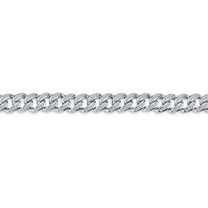 Jewelco London Men's Rhodium Silver Round CZ Cuban Curb Link Chain Bracelet - AB Jewelco London Men's Rhodium Silver Round CZ Cuban Curb Link Chain Bracelet - AB