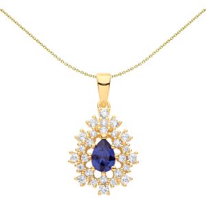 Jewelco London Ladies Gold-Plated Sterling Silver Blue Pear CZ Fuzzy Turtle Clus Jewelco London Ladies Gold-Plated Sterling Silver Blue Pear CZ Fuzzy Turtle Clus